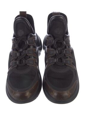 Louis Vuitton Men's Black & Brown Monogram Runner Slip-On Sneakers